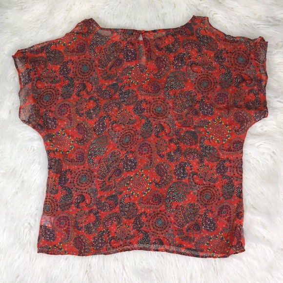 Harlowe & Graham Size Large Orange Paisley Blouse - Picture 2 of 6